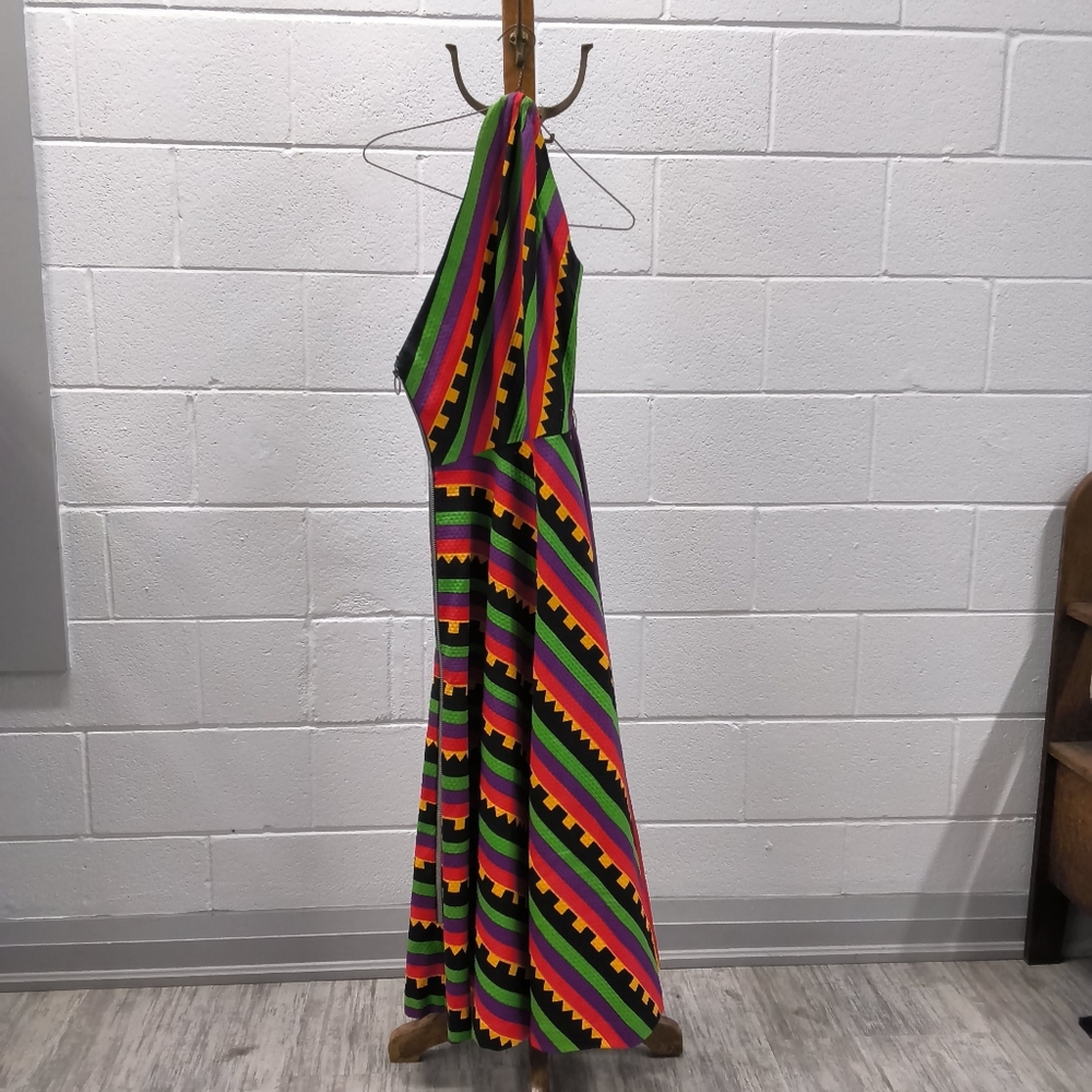 Vtg 1972 LANVIN Jules-François Crahay Striped Maxi Dress - As Seen in SATC Movie - Picture 2 of 11